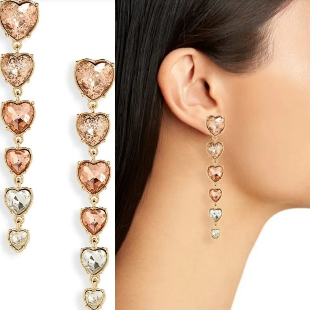Nordstrom Crystal Heart Linear Drop Earrings